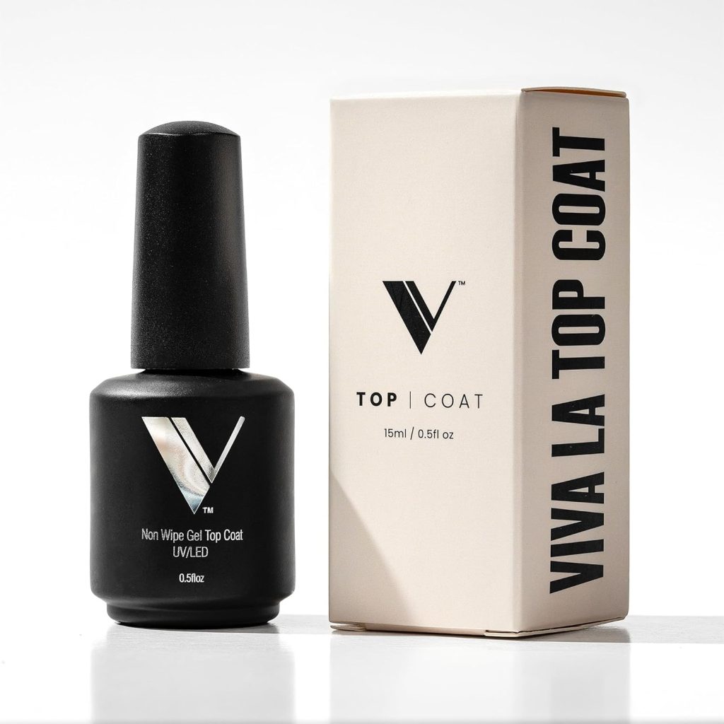 V Beauty Pure Non-Wipe Gel Top Coat Nail Polish (Glossy) – Long-Lasting No Chip Nail Polish Topcoat with Glossy Finish for Stronger Nail Beds – Led & UV Light Gel Polish for Pedicures & Manicures