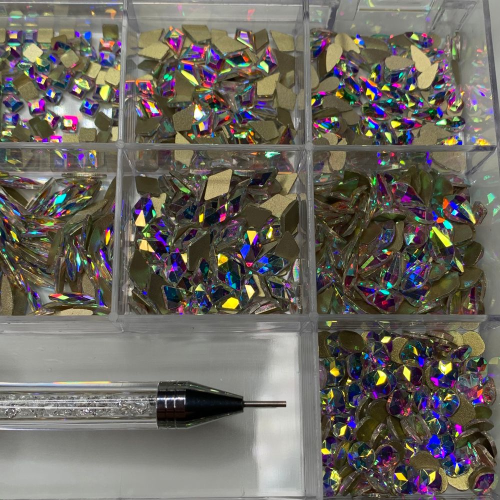 AB crystal nail rhinestones assortment box - 10