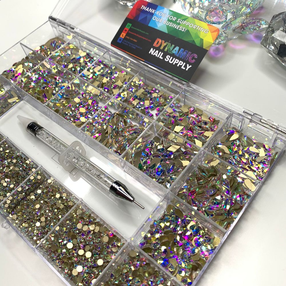 AB crystal nail rhinestones assortment box - 3
