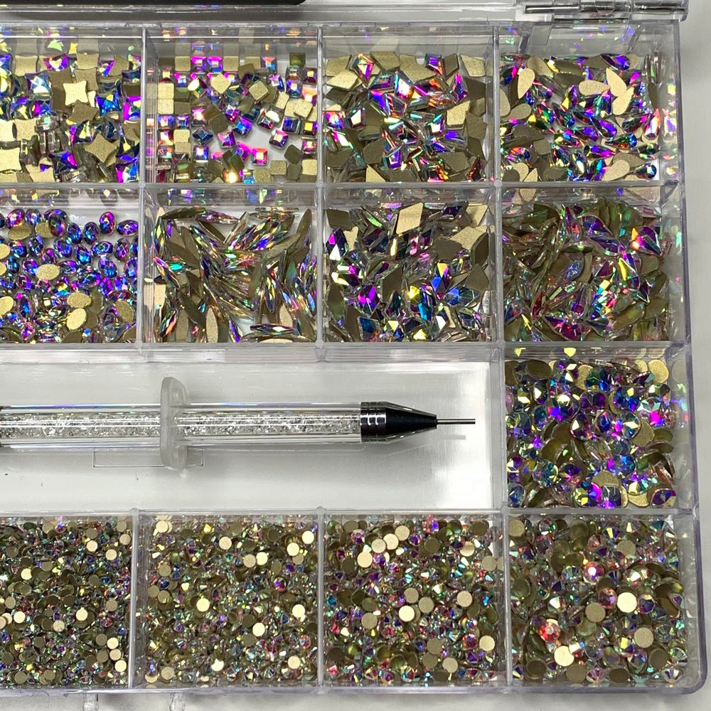 AB crystal nail rhinestones assortment box - 5
