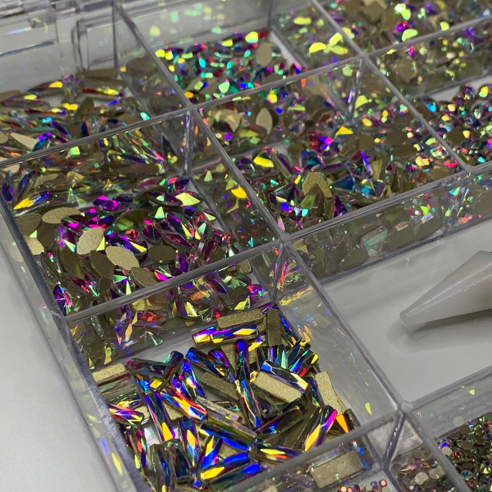 AB crystal nail rhinestones assortment box - 6
