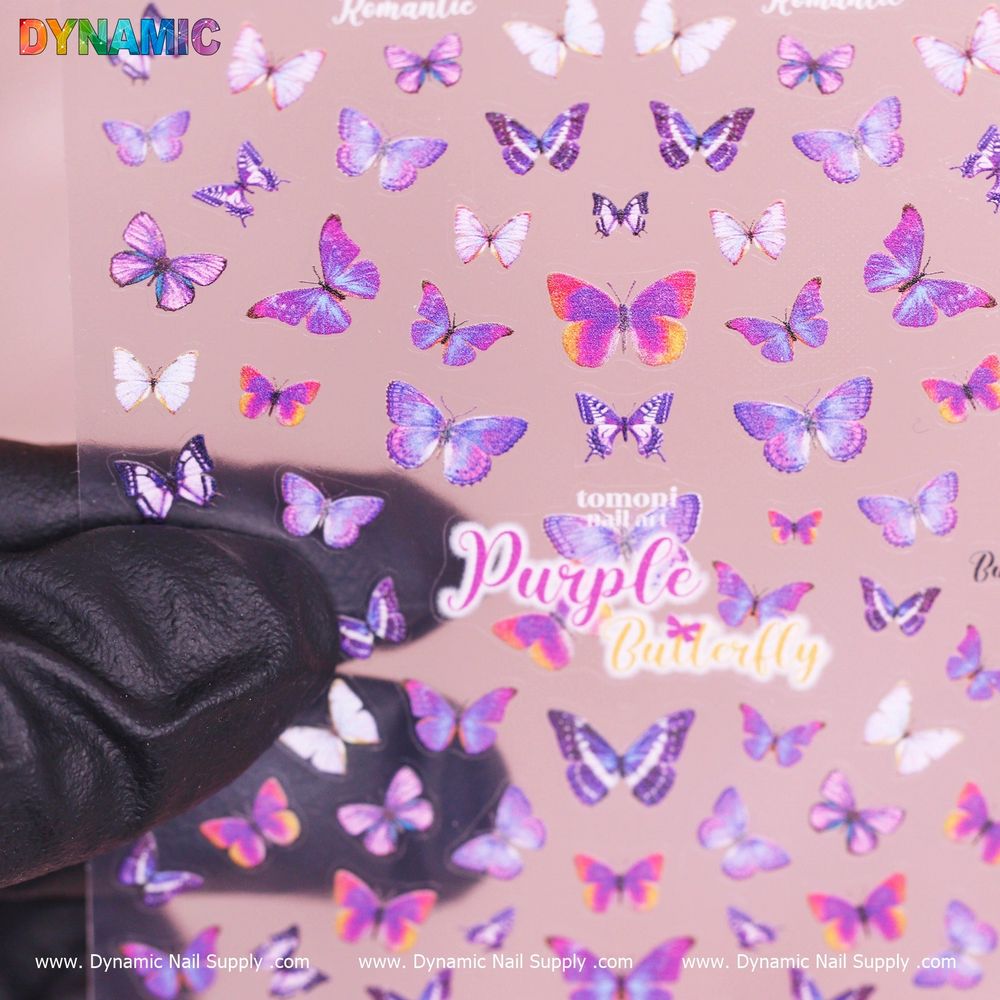 purple butterfly nail sticker - 2