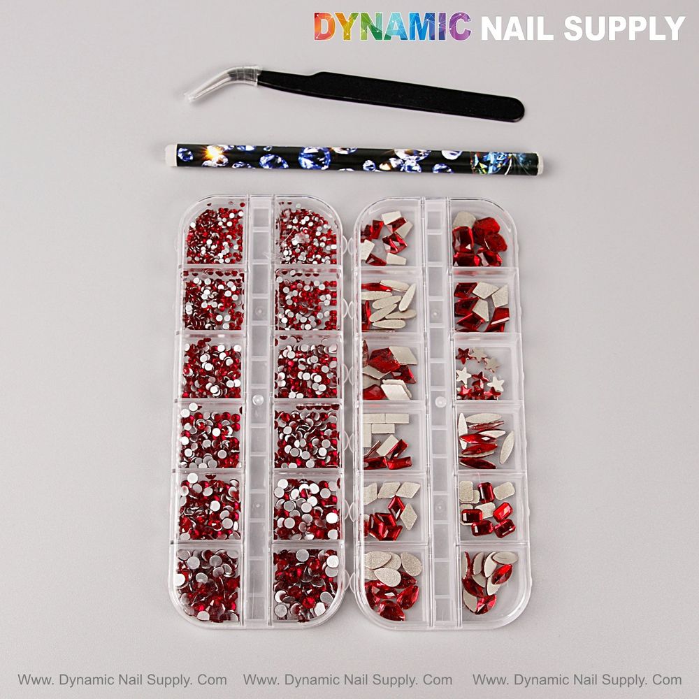 Red Multi Shape Nail Rhinestones — Kit Features & Uses